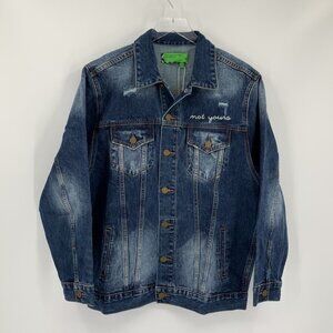 Sandrine Rose embroidery blue denim jacket coat distressing l'Artiste new Medium